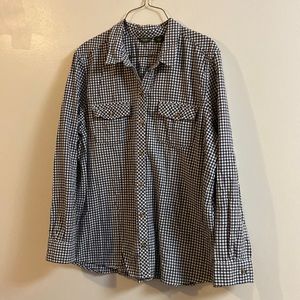 Women’s Eddie Bauer Black and White Checkered Flannel Shirt Size XXL